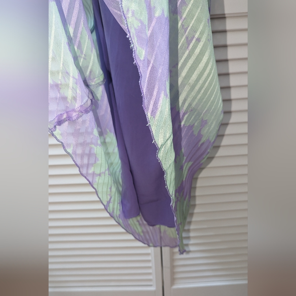 ASOS Design bias midi slip dress scoop neck satin floral print purple gr… - Picture 11 of 11
